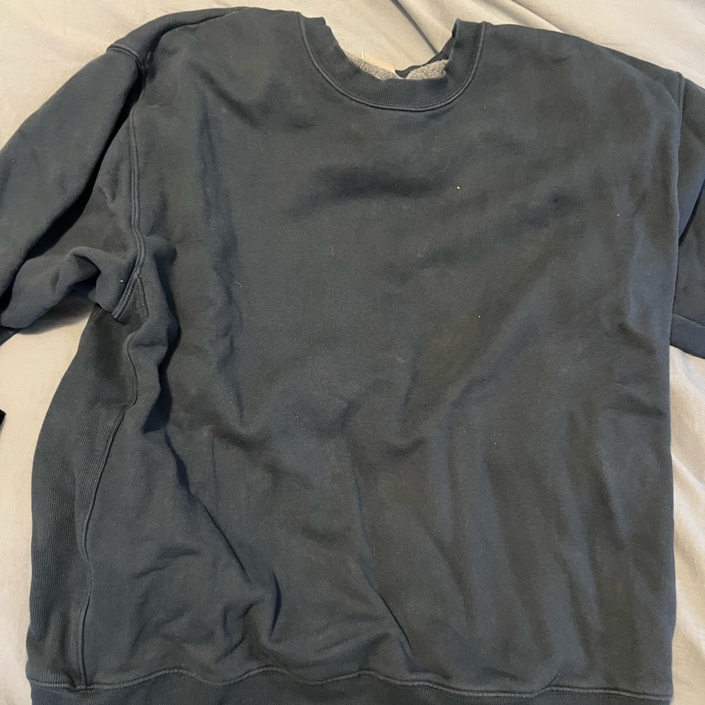 TNA Aritzia cozy fleece crewneck navy blue